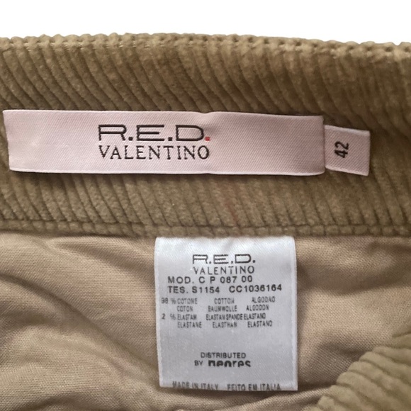 Red Valentino Wide Leg Corduroy Trouser Pants Crop Fall Y2k - Picture 5 of 7